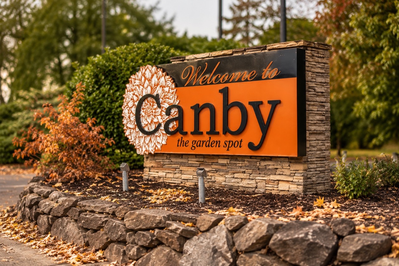 Welcome to Canby, Oregon community sign