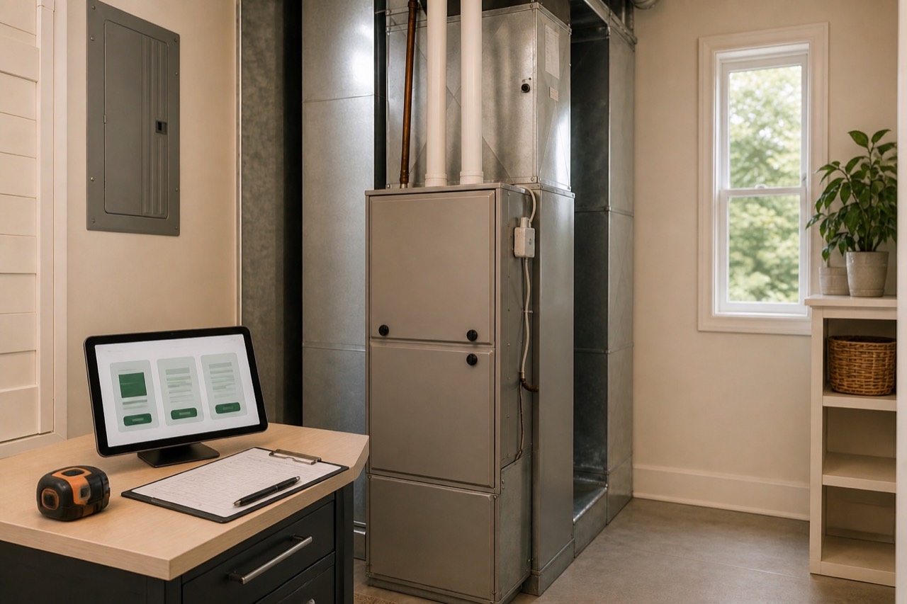 Central HVAC equipment with an installation estimate tablet